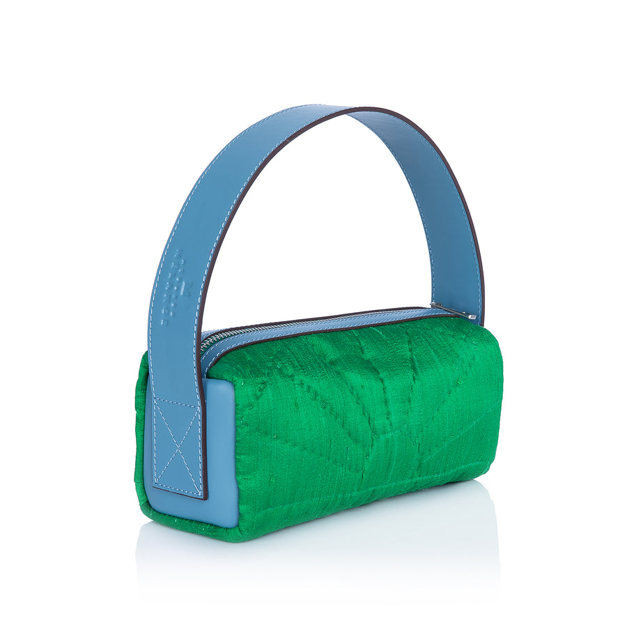 Saddle Bag in Green - Blue Silk