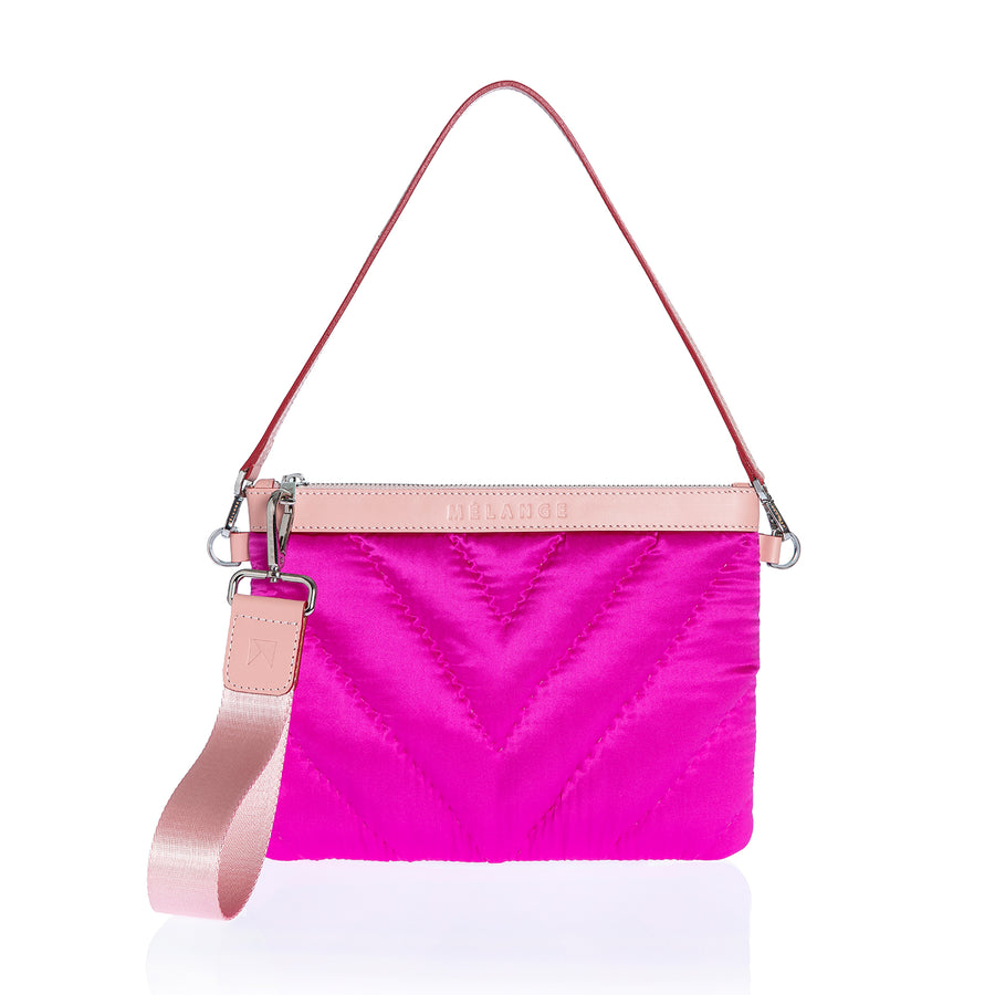 Şükran Mini Clutch Bag Fuchsia Silk Satin / ZigZag