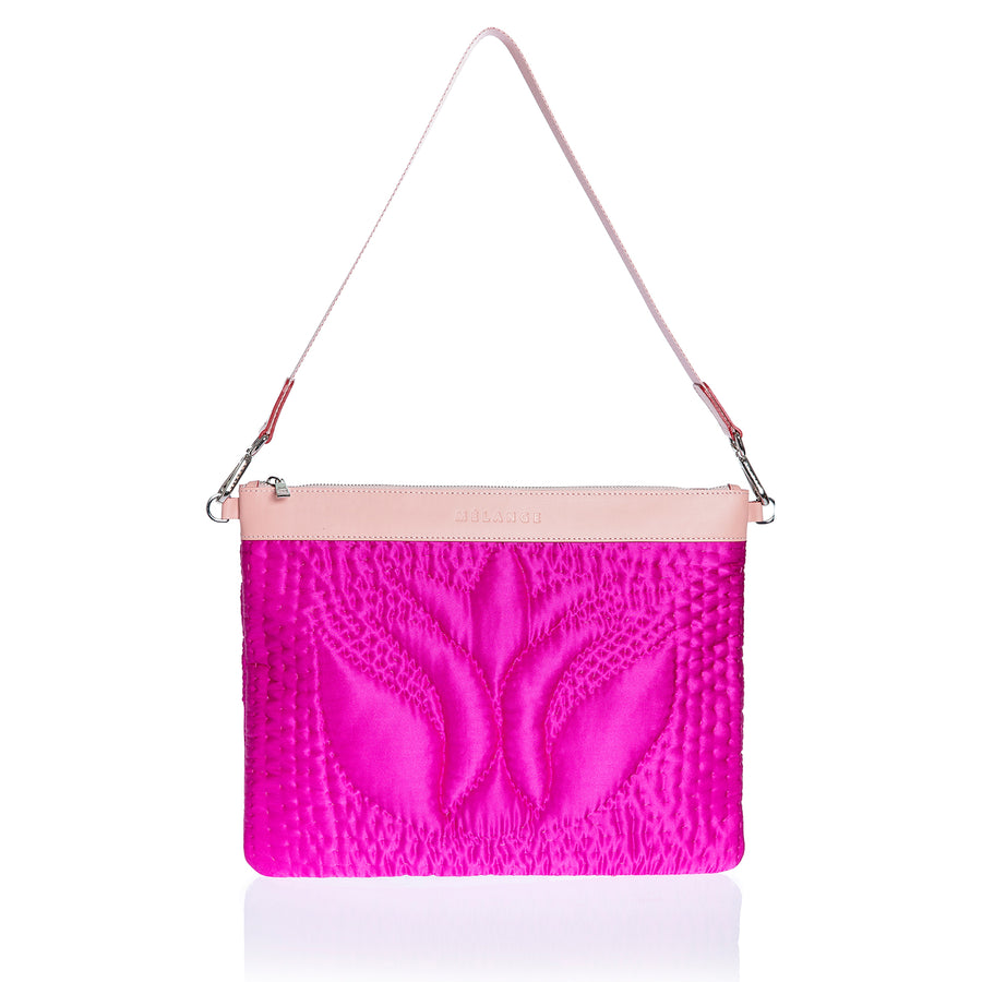 Şükran Maxi Clutch Bag Fuchsia Silk Satin