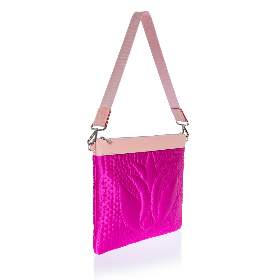 Şükran Maxi Clutch Bag Fuchsia Silk Satin