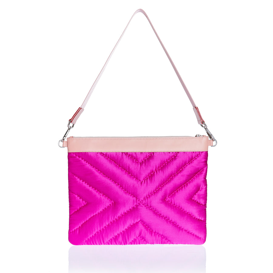 Şükran Maxi Clutch Bag Fuchsia Silk Satin