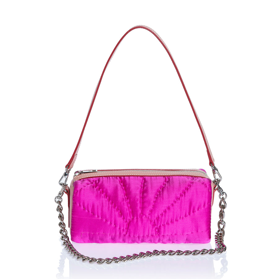 Şükran Saddle Bag Fuchsia Silk Satin