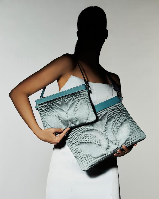 Silk Maxi Clutch Bag - Blue Tulip