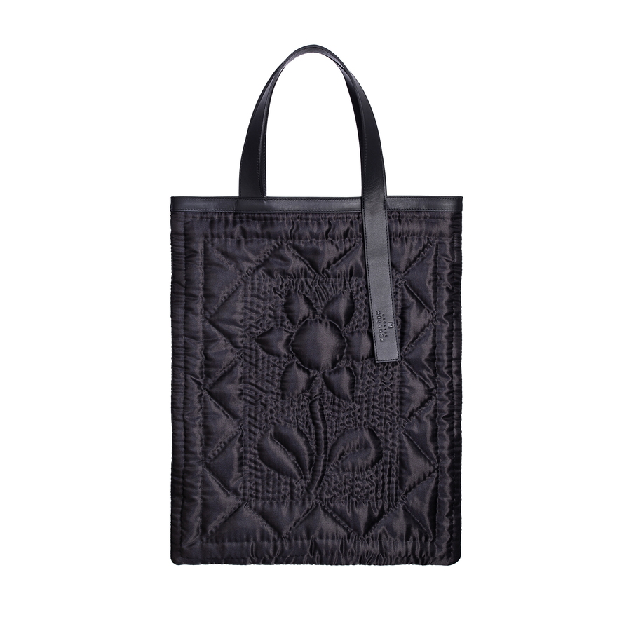 Pillow Bag Black Satin Daisy