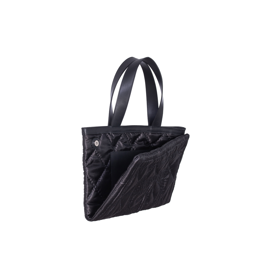 Pillow Bag Black Satin Daisy