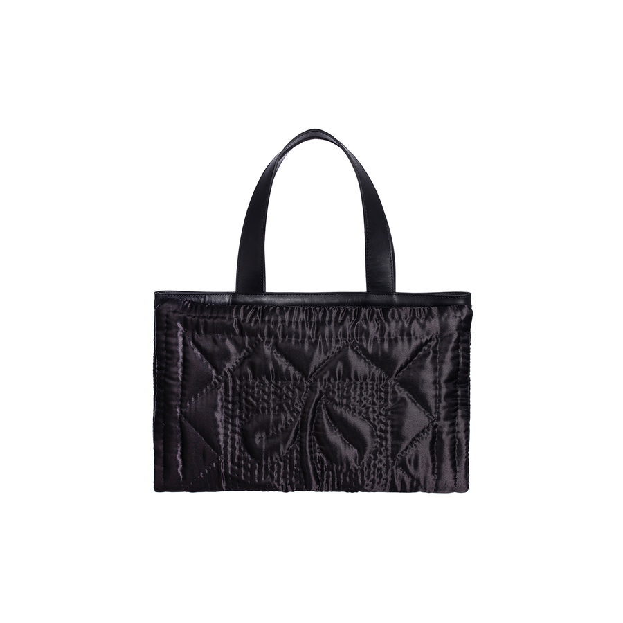 Pillow Bag Black Satin Daisy