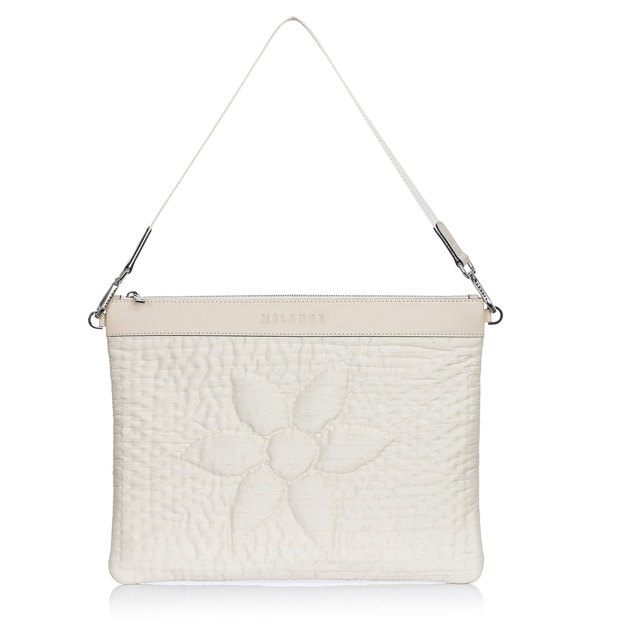 Silk Maxi Clutch Bag  - Ecru Daisy