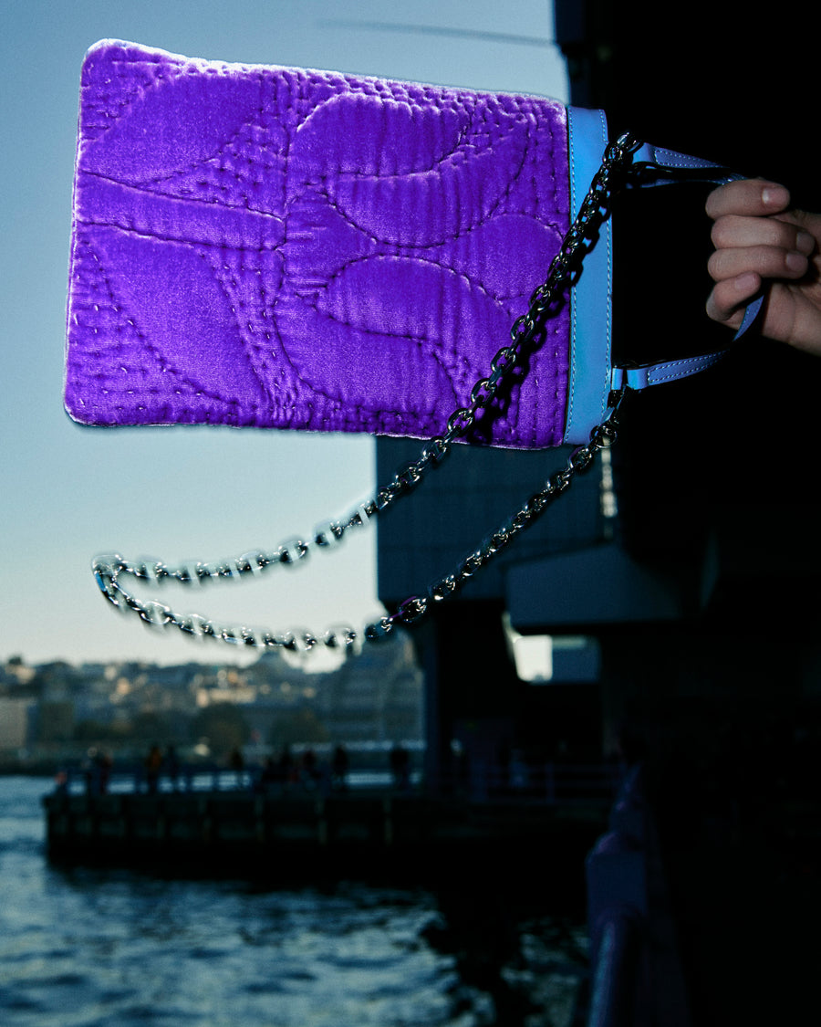 Şükran Mini Hand Bag Purple Silk Velvet