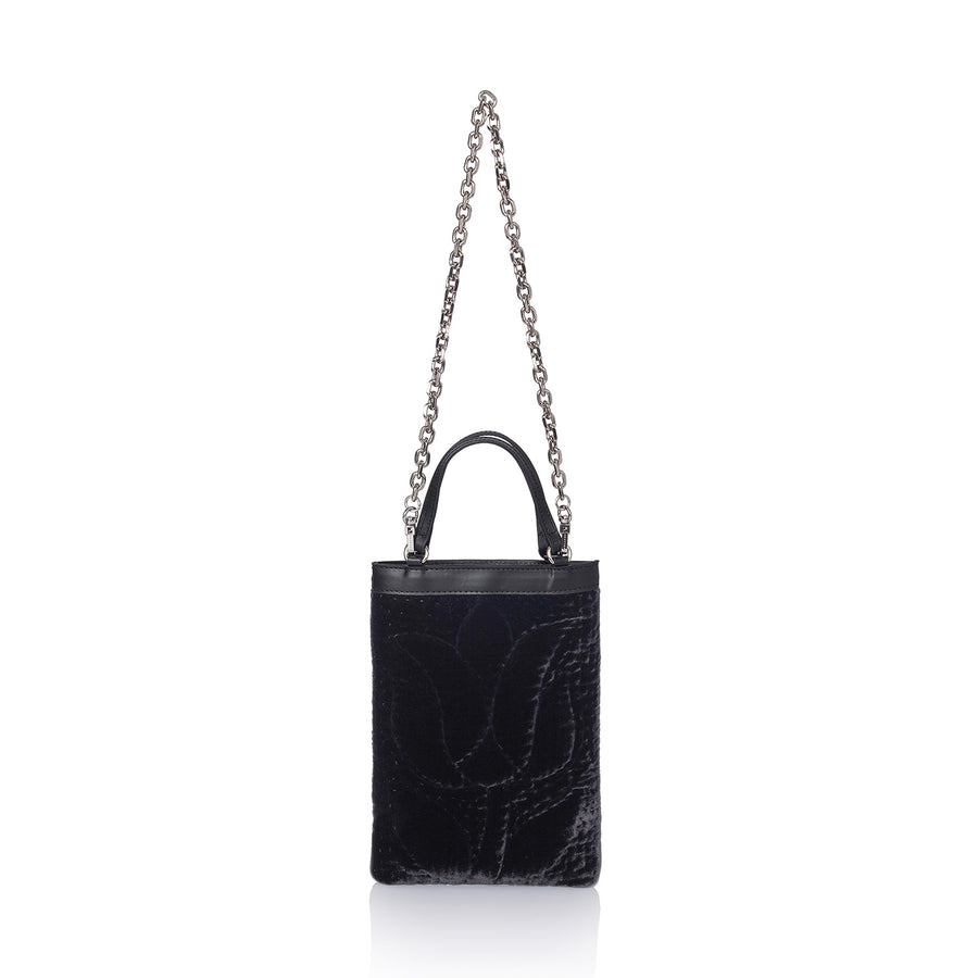 Şükran Mini Hand Bag Black Silk Velvet