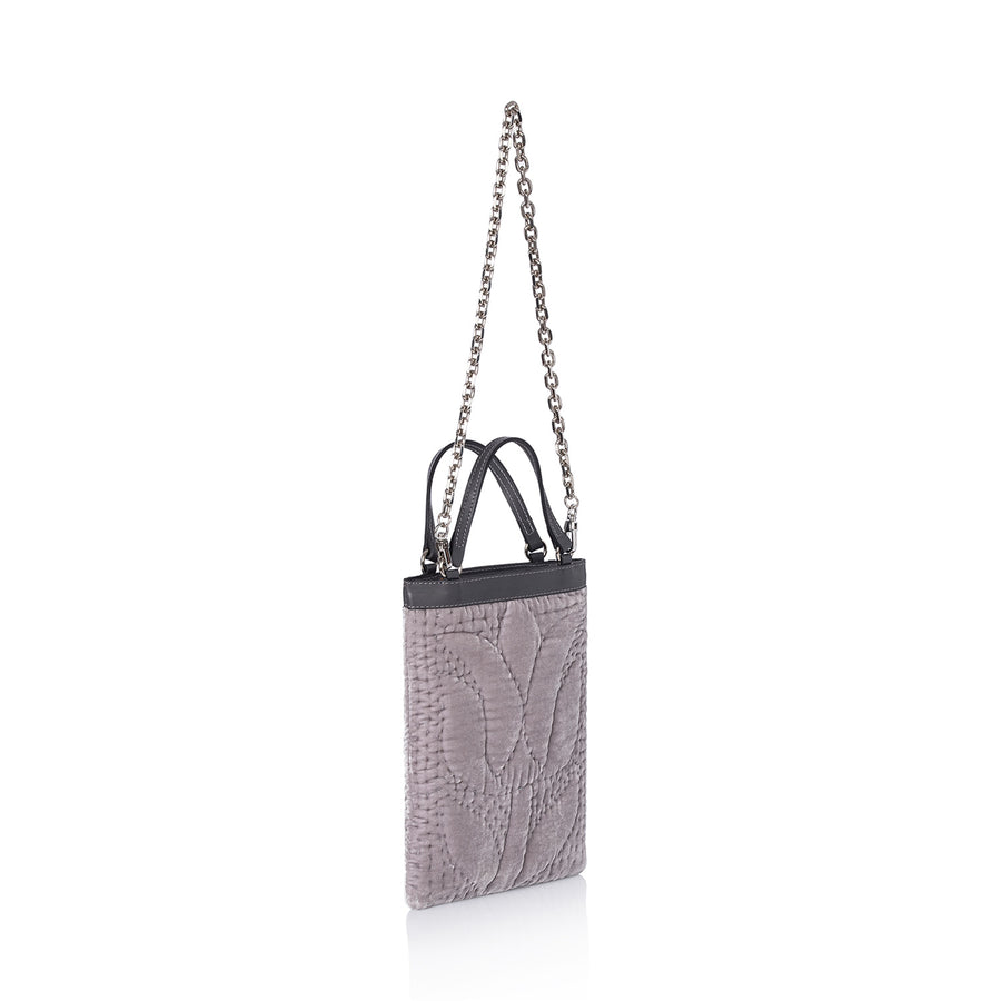 Şükran Mini Hand Bag Grey Silk Velvet
