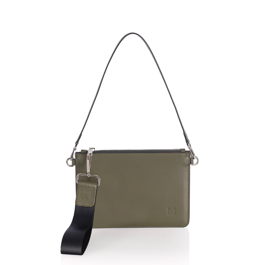 New Leather Clutch Moss Green