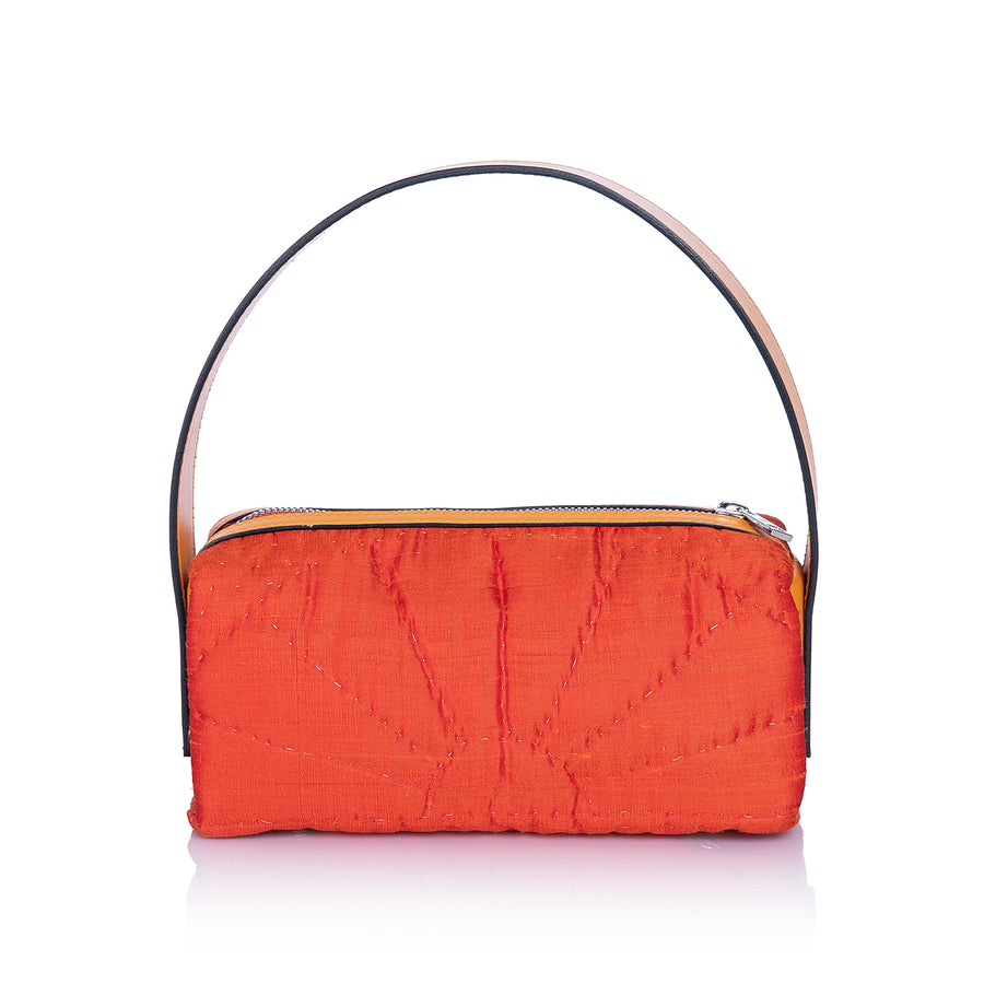 Saddle Bag in Orange Silk