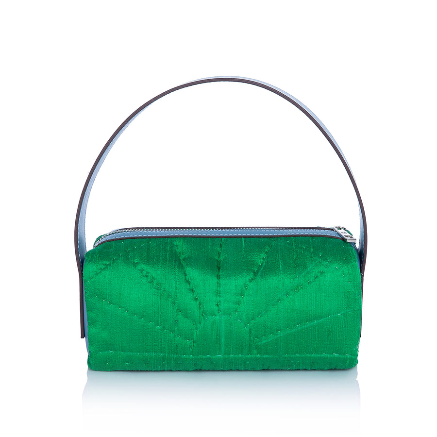 Saddle Bag in Green - Blue Silk
