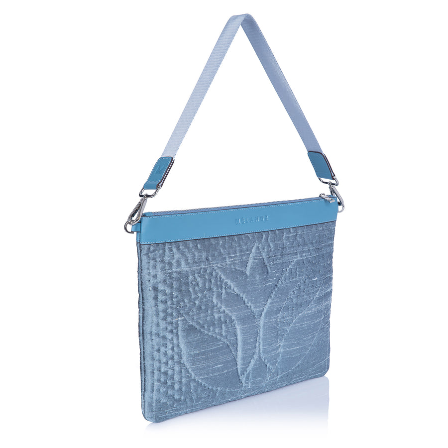 Silk Maxi Clutch Bag - Blue Tulip