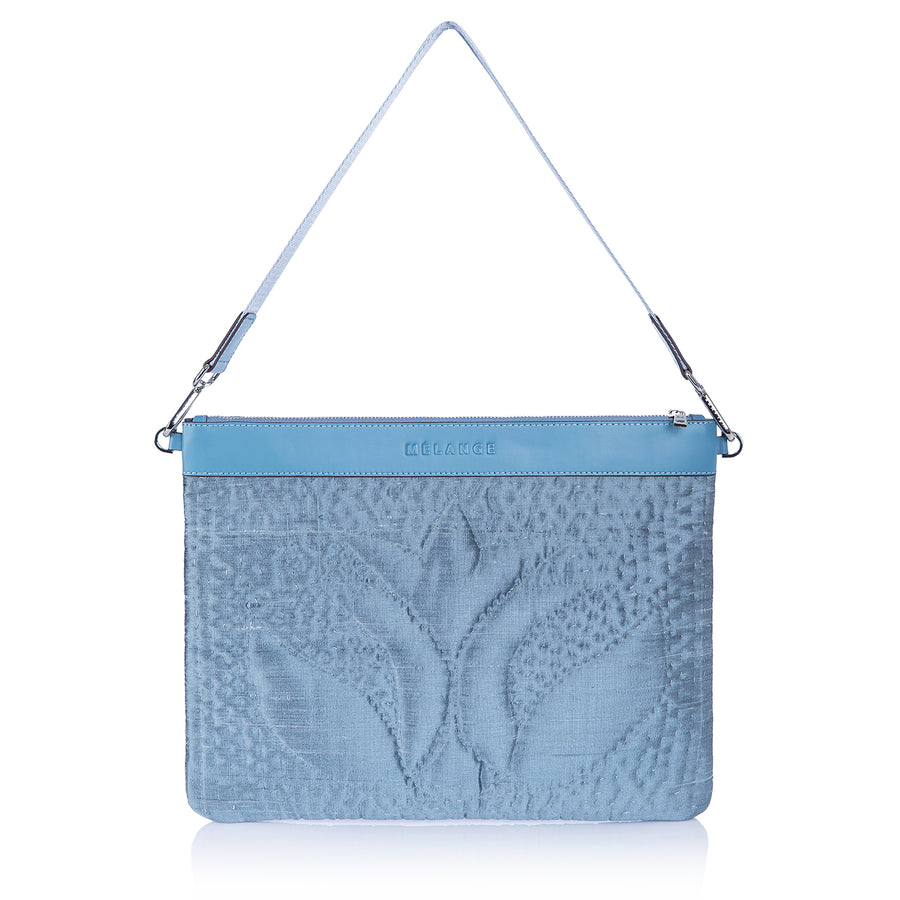 Silk Maxi Clutch Bag - Blue Tulip