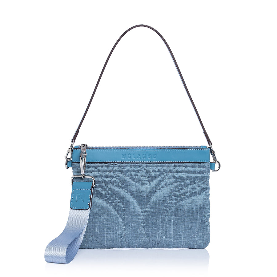 Silk Mini Clutch Bag Blue Tulip
