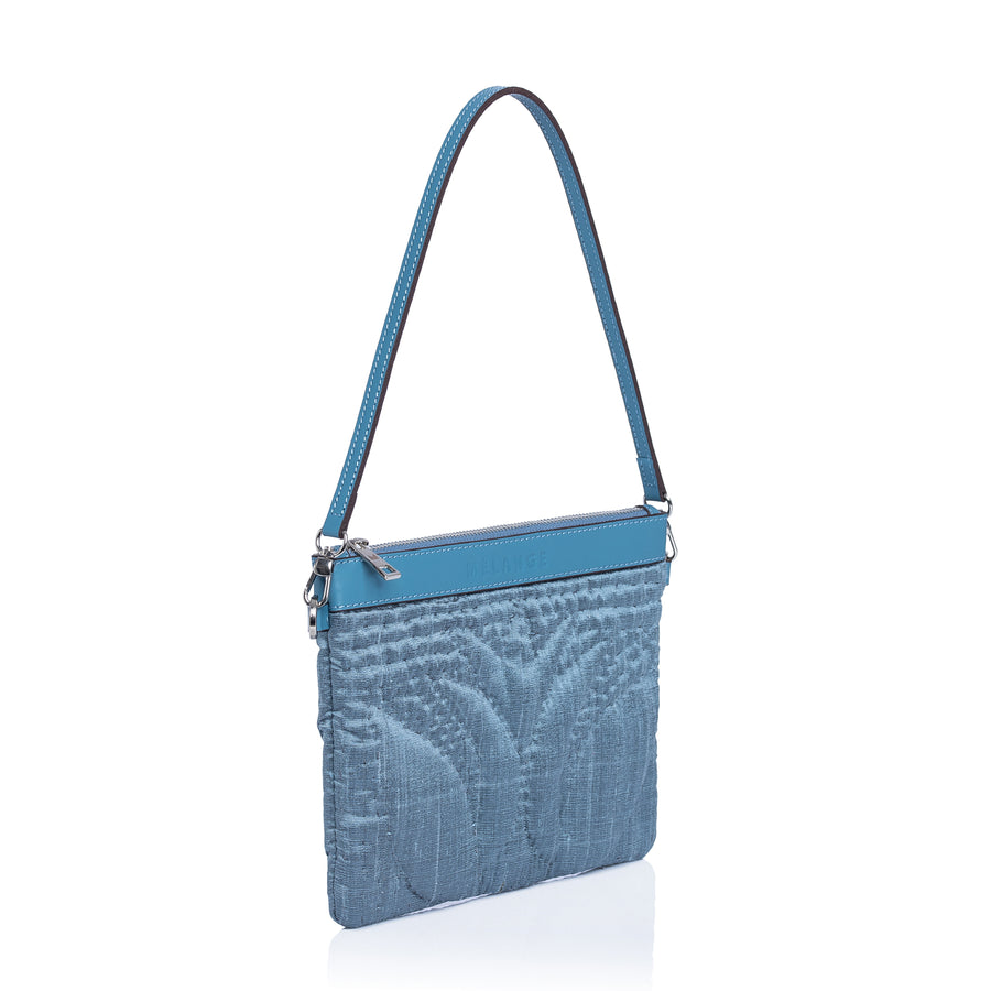 Silk Mini Clutch Bag Blue Tulip