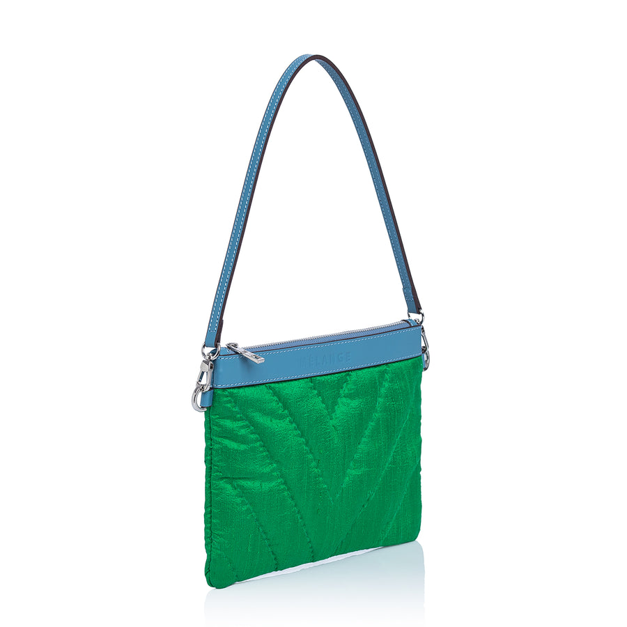 Silk Mini Clutch Bag Green ZigZag