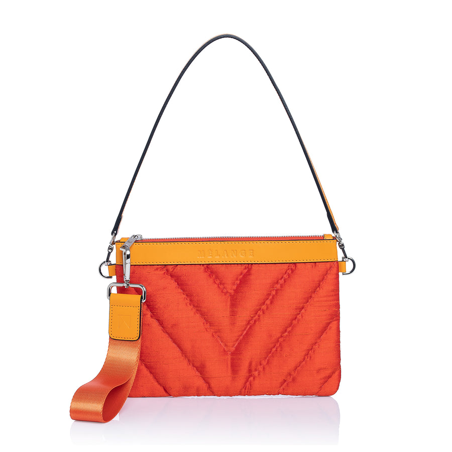 Silk Mini Clutch Bag Orange ZigZag
