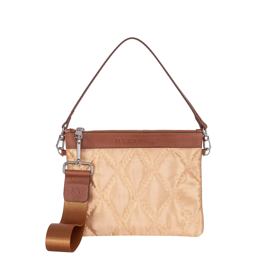 Clutch Bag Gold Brown Satin