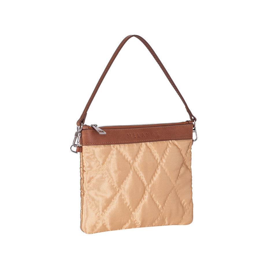 Clutch Bag Gold Brown Satin