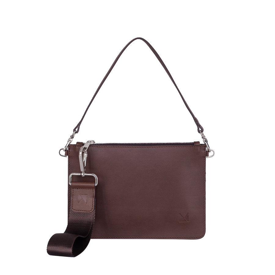 Leather Clutch Bag - Reddish Brown