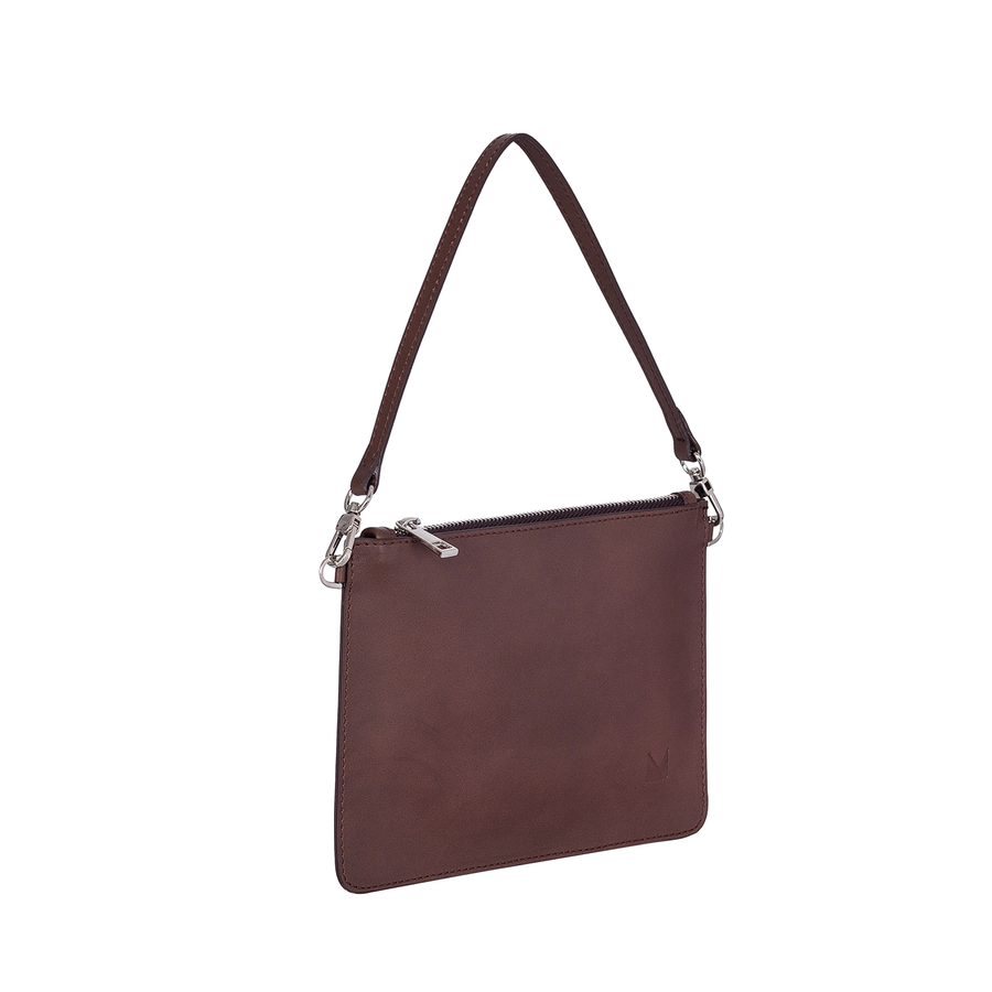 Leather Clutch Bag - Reddish Brown