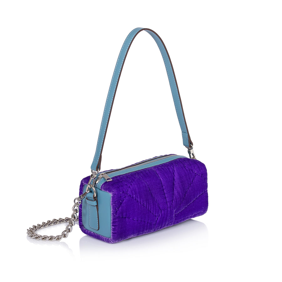 Saddle Bag In Purple Silk Velvet