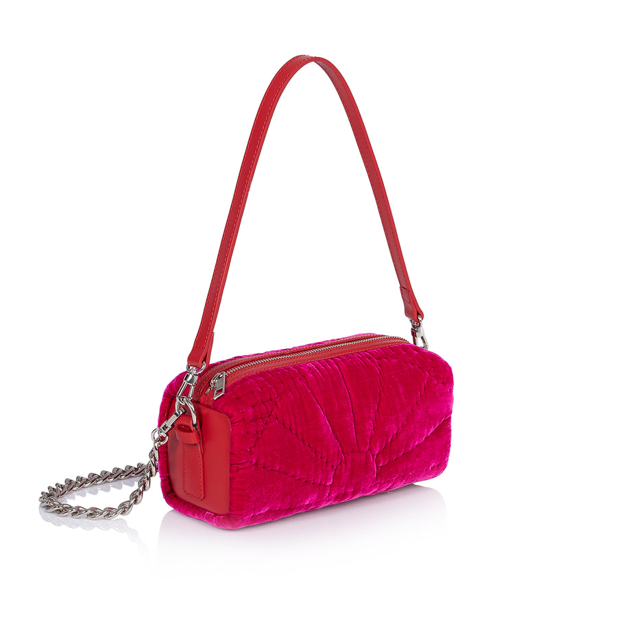 Saddle Bag In Pink Silk Velvet