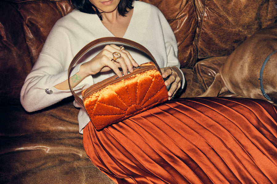Silk Velvet Saddle Bag Orange