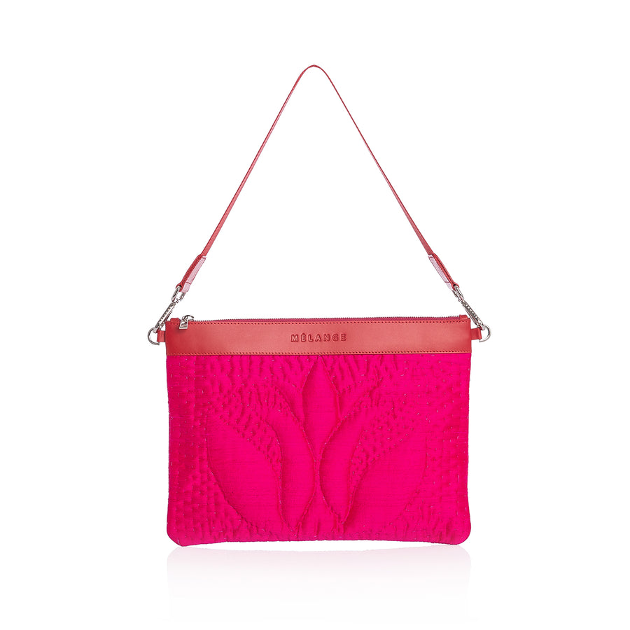 Silk Maxi Clutch Bag - Pink Tulip