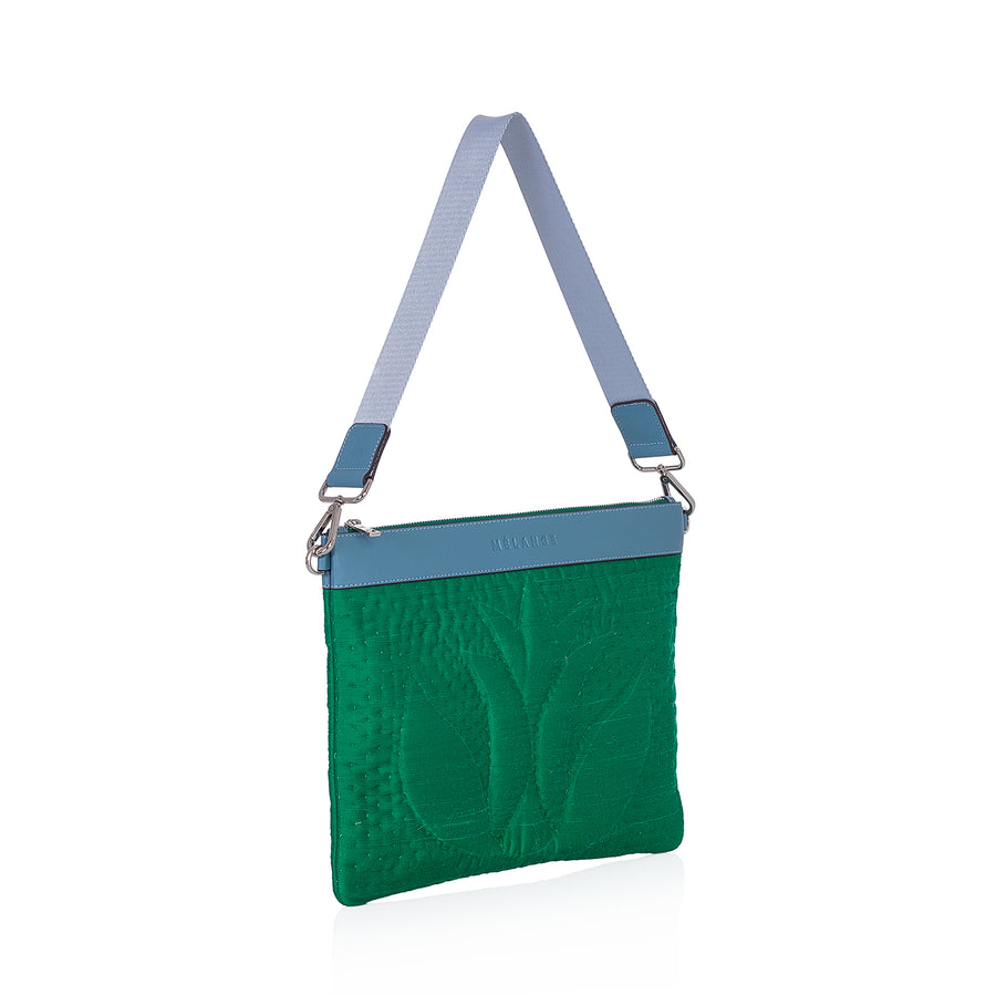 Silk Maxi Clutch Bag - Green Tulip