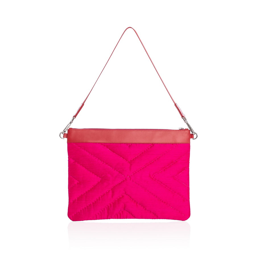 Silk Maxi Clutch Bag - Pink Tulip